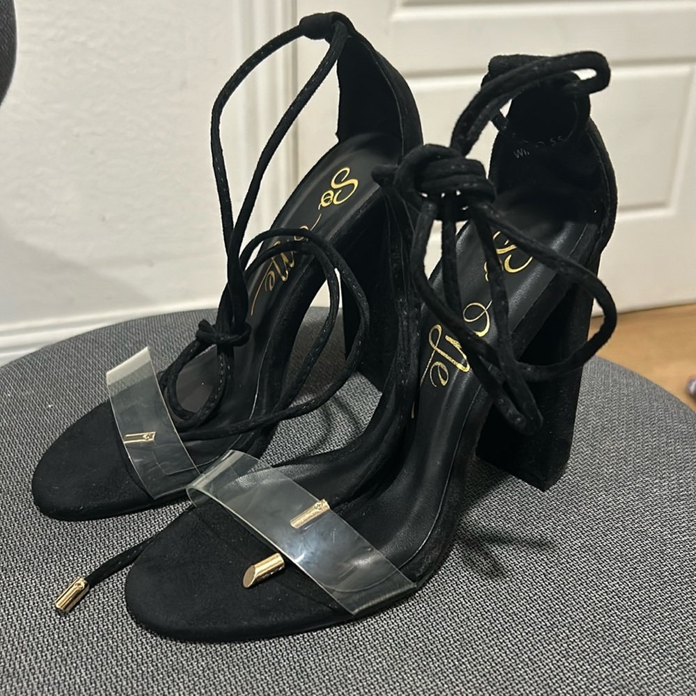Black Tie Up Heels